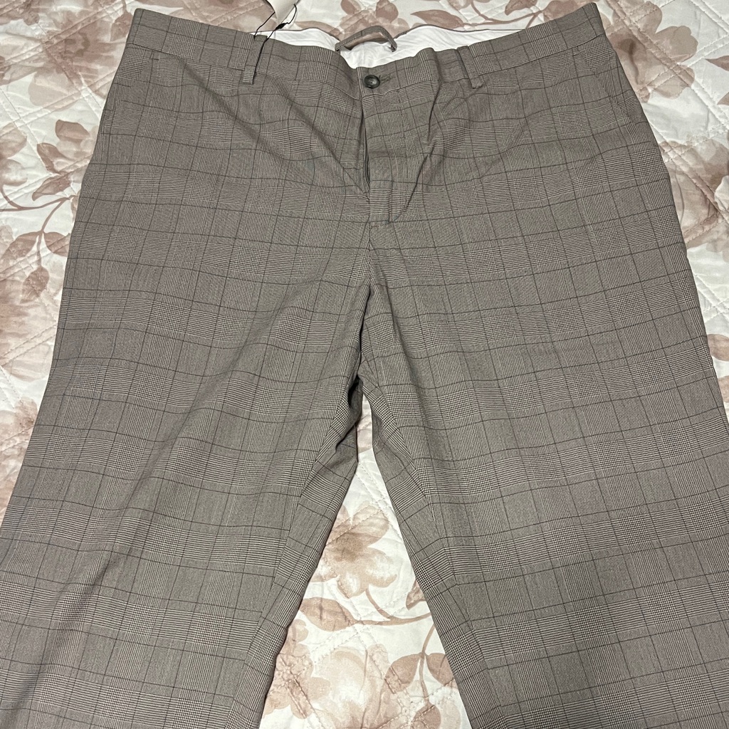 Zara Men's Taupe Windowpane Dress Pants